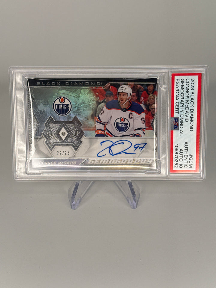 Connor McDavid 2023 Upper Deck Black Diamond Gemography Diamond Auto, 22/25, PSA 10 Gem Mint Auto
