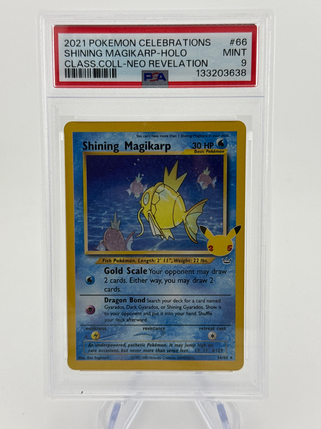 Pokemon TCG 2000 Shining Magikarp Celebrations Classics Collection, 66/64, PSA 9 Mint
