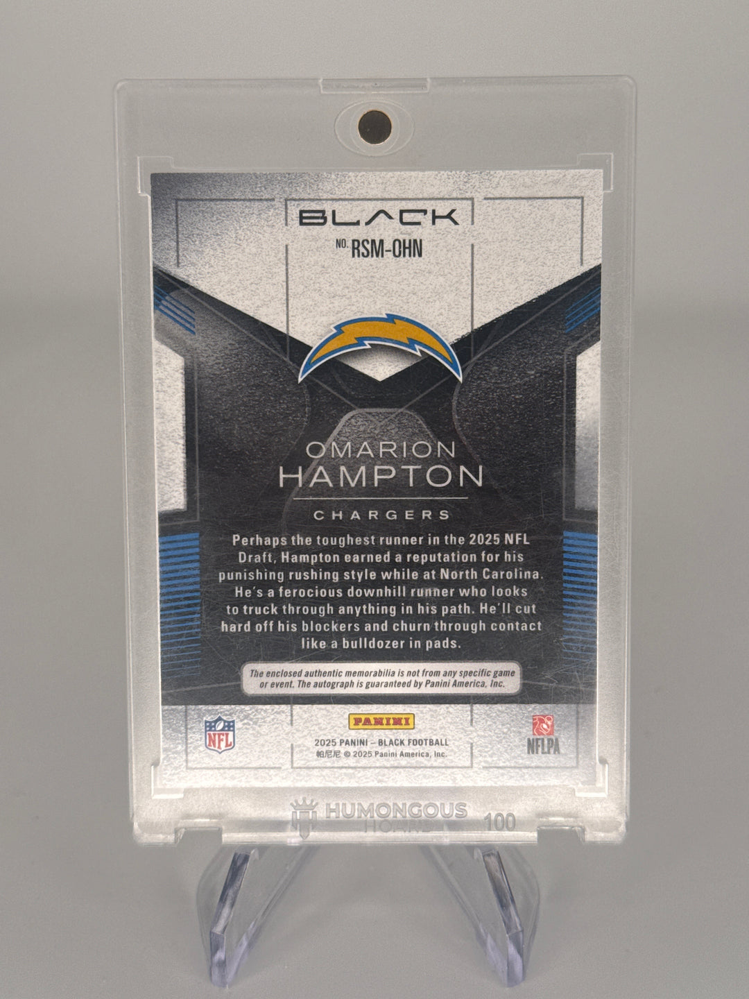 Omarion Hampton 2025 Panini Black Rookie Patch Auto Gold, 10/10