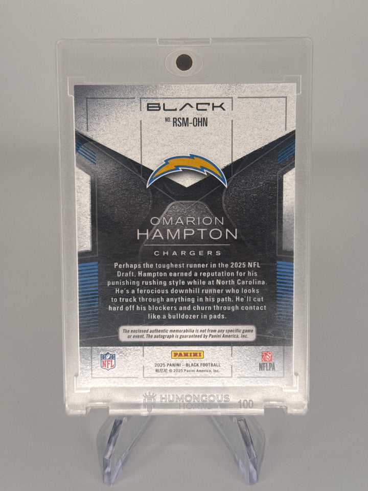 Omarion Hampton 2025 Panini Black Rookie Patch Auto Gold, 10/10