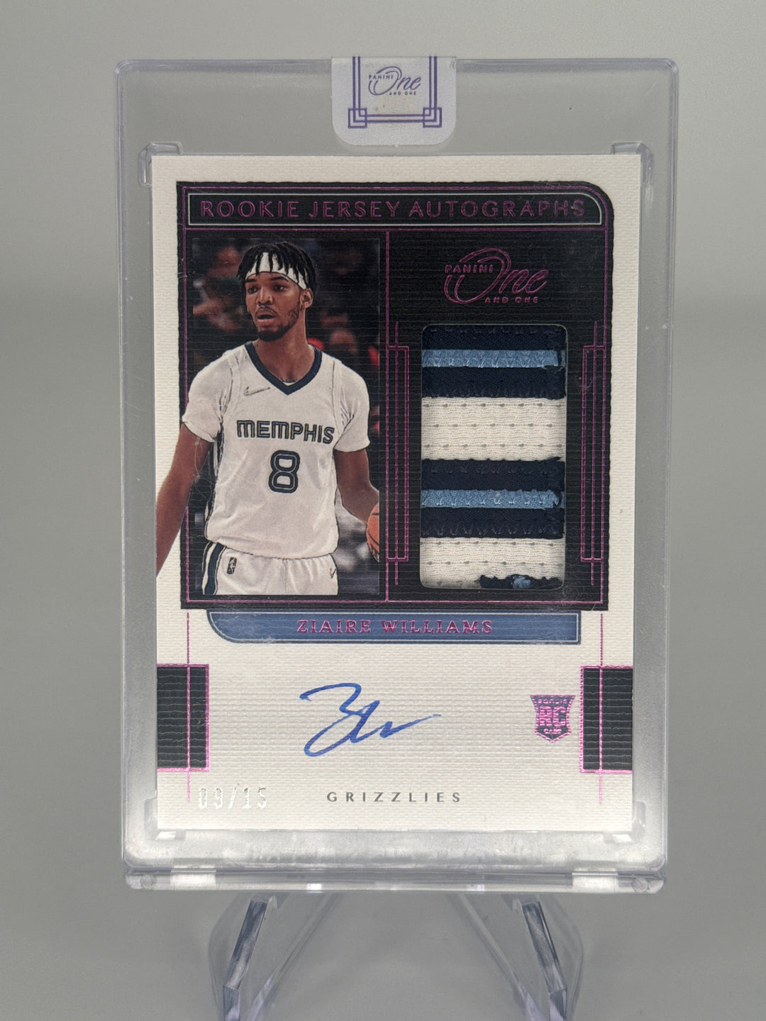 Ziaire Williams 2021 Panini One Rookie Patch Auto Pink, 09/15