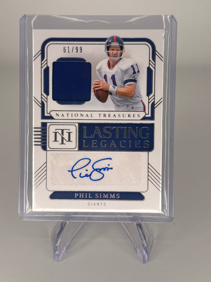 Phil Simms 2024 Panini National Treasures Lasting Legacies Patch Auto, 61/99