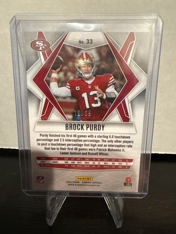 Brock Purdy 2025 Panini Phoenix Orange Lazer, 12/35