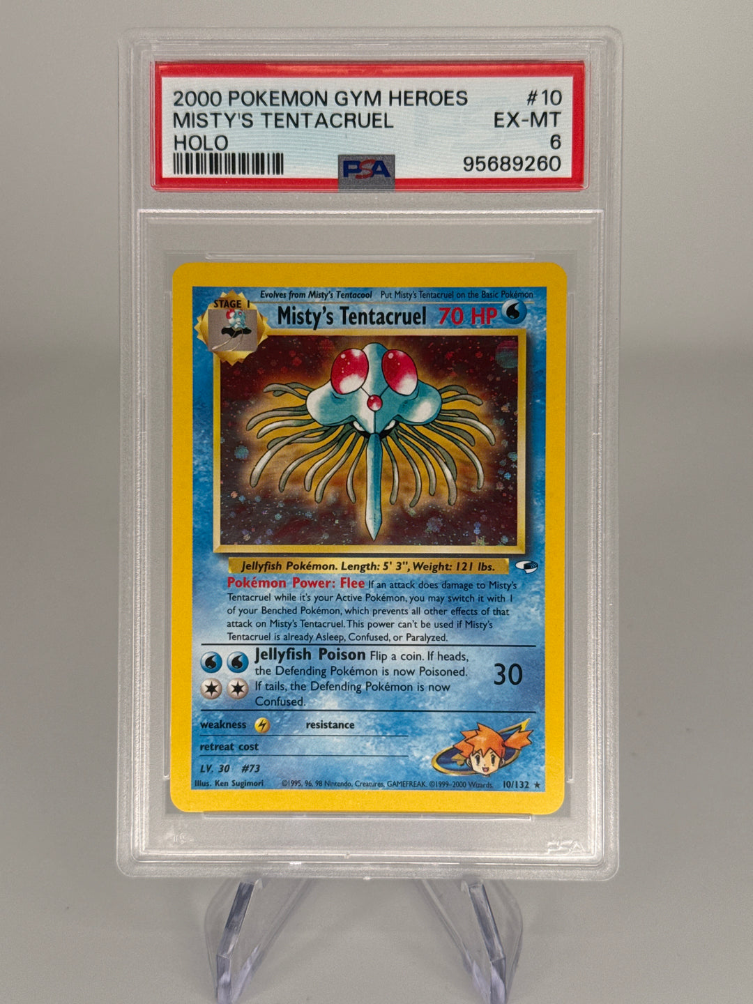Pokemon TCG 2000 Misty's Tentacruel Gym Heroes Holo, 10/132, PSA 6