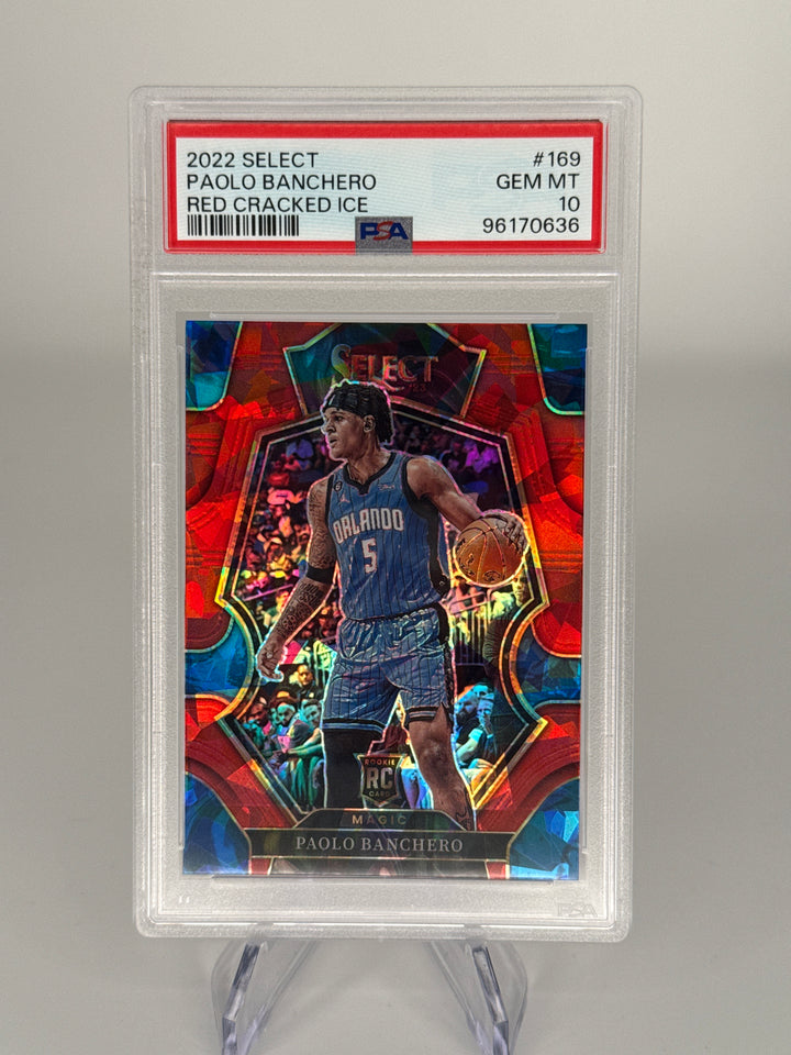 Paolo Banchero 2022 Panini Select Red Cracked Ice Rookie, PSA 10 Gem Mint
