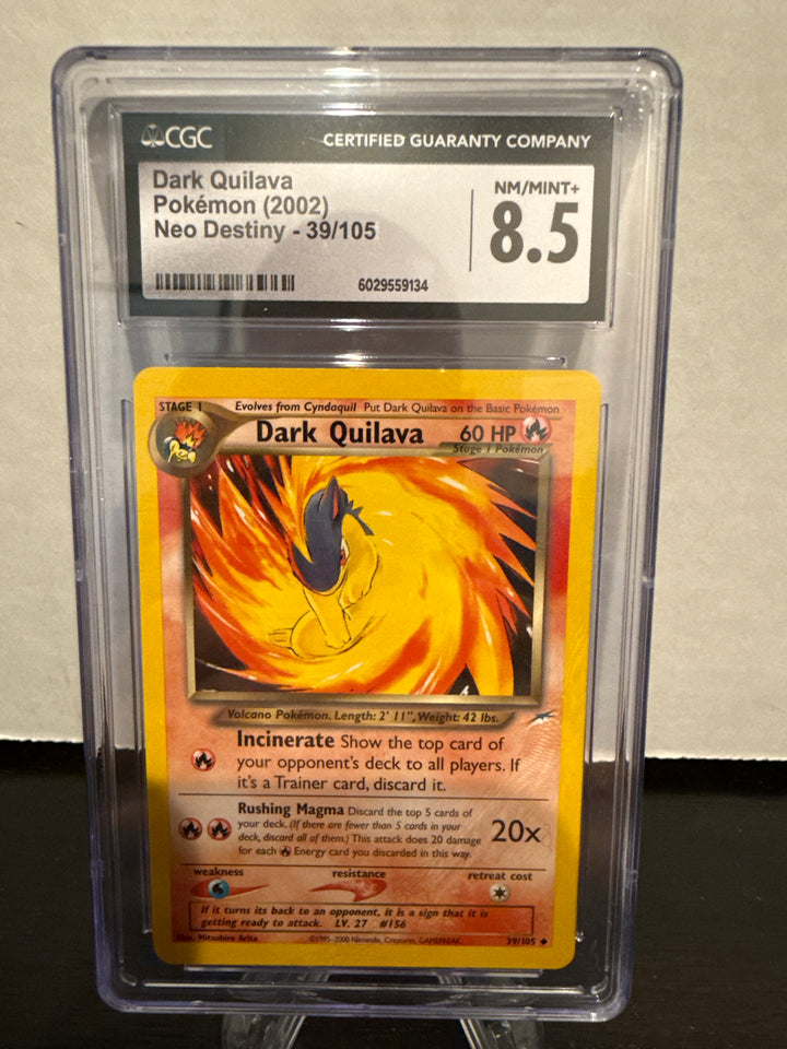 Pokemon TCG 2002 Dark Quilava Neo Destiny, 39/105, CGC 8.5
