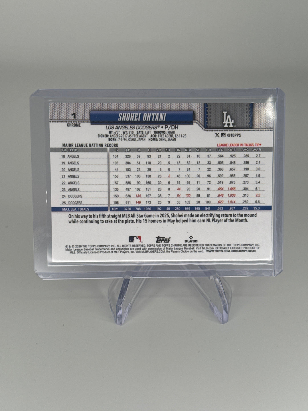 Shohei Ohtani 2026 Topps Chrome Update Baseball Border SP