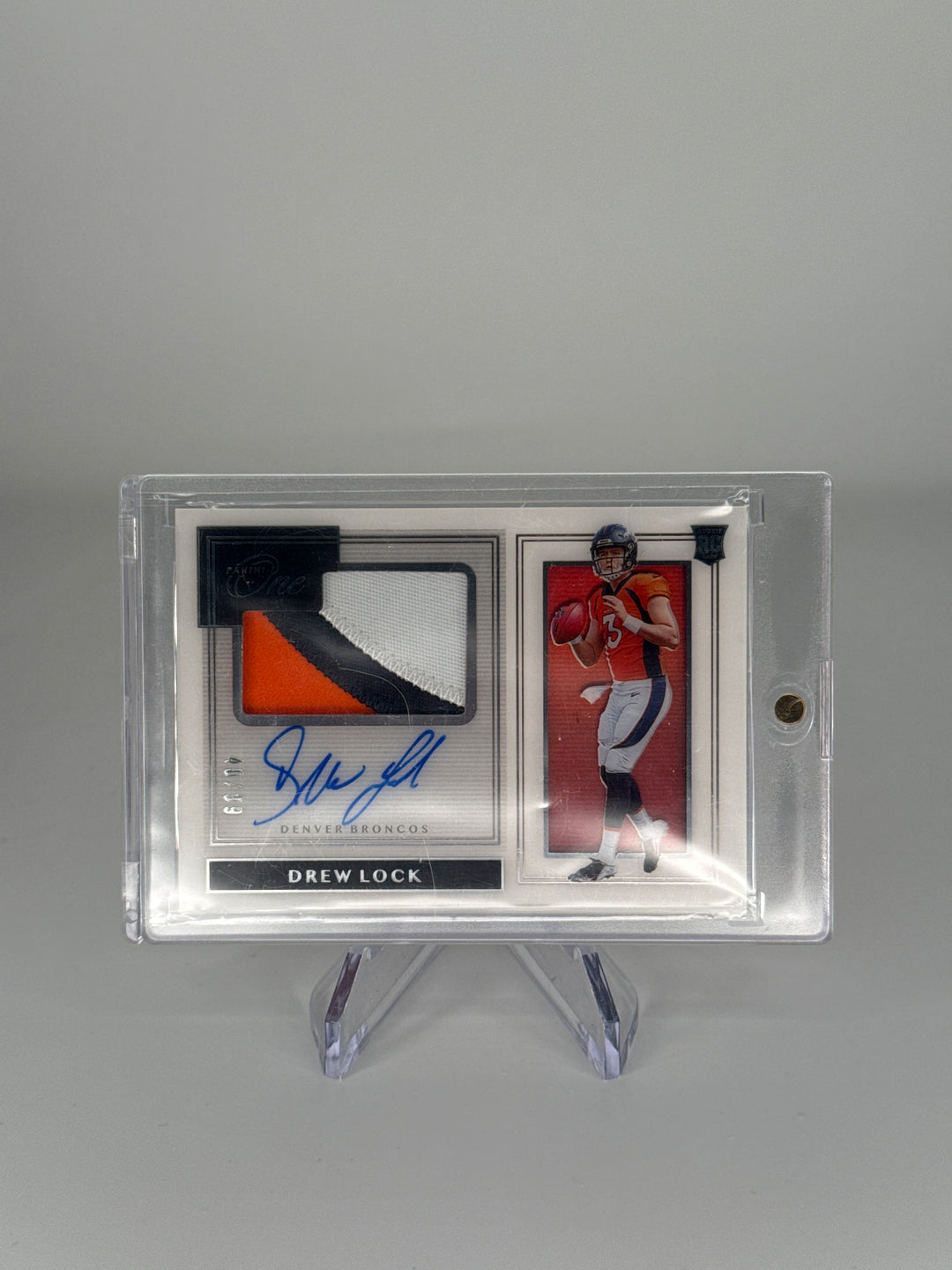Drew Lock 2019 Panini One Rookie Patch Auto, 40/99