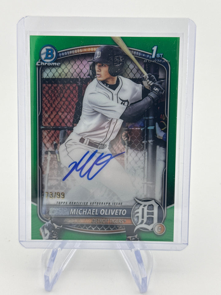 Michael Oliveto 2025 Bowman Chrome 1st Green Refractor Auto, 73/99