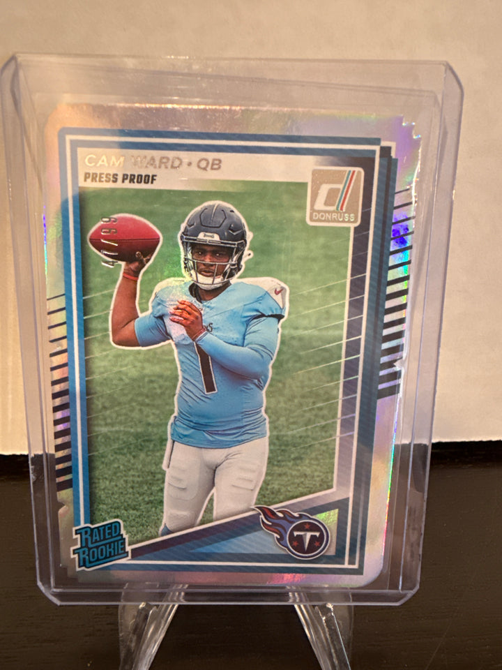 Cam Ward 2025 Panini Donruss Rookie Press Proof Die Cut Rated Rookie, 47/99