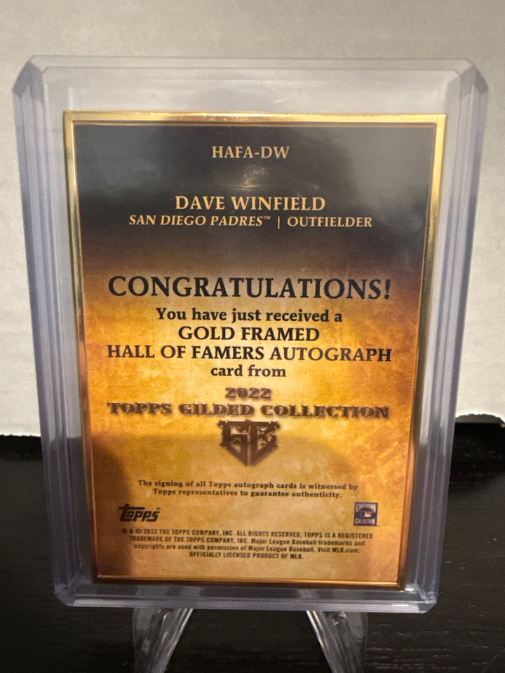 Dave Winfield 2022 Topps Gilded Collection Gold Framed Auto, 69/80