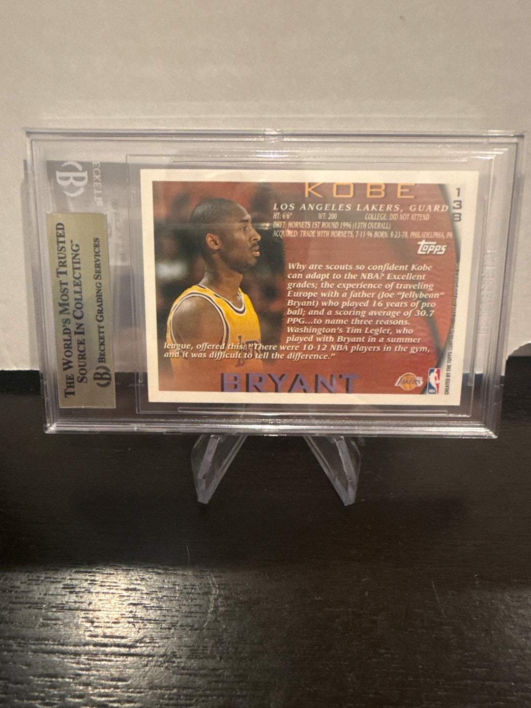 Kobe Bryant 1996-1997 Topps Rookie, BGS 9.5 Gem Mint