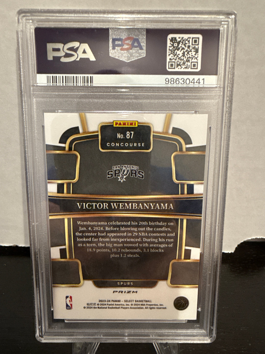 Victor Wembanyama 2023 Panini Select Blue Rookie, PSA 10 Gem Mint