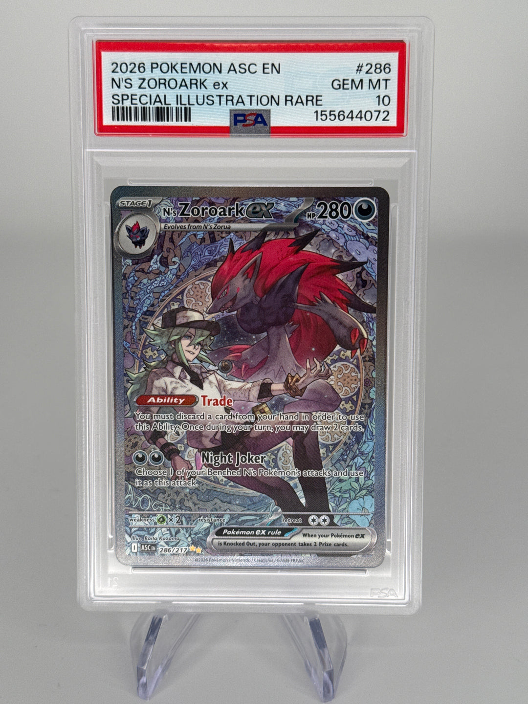 Pokemon TCG 2026 N's Zoroark EX Ascended Heroes Full Art Special Illustration Rare, 286/217, PSA 10 Gem Mint