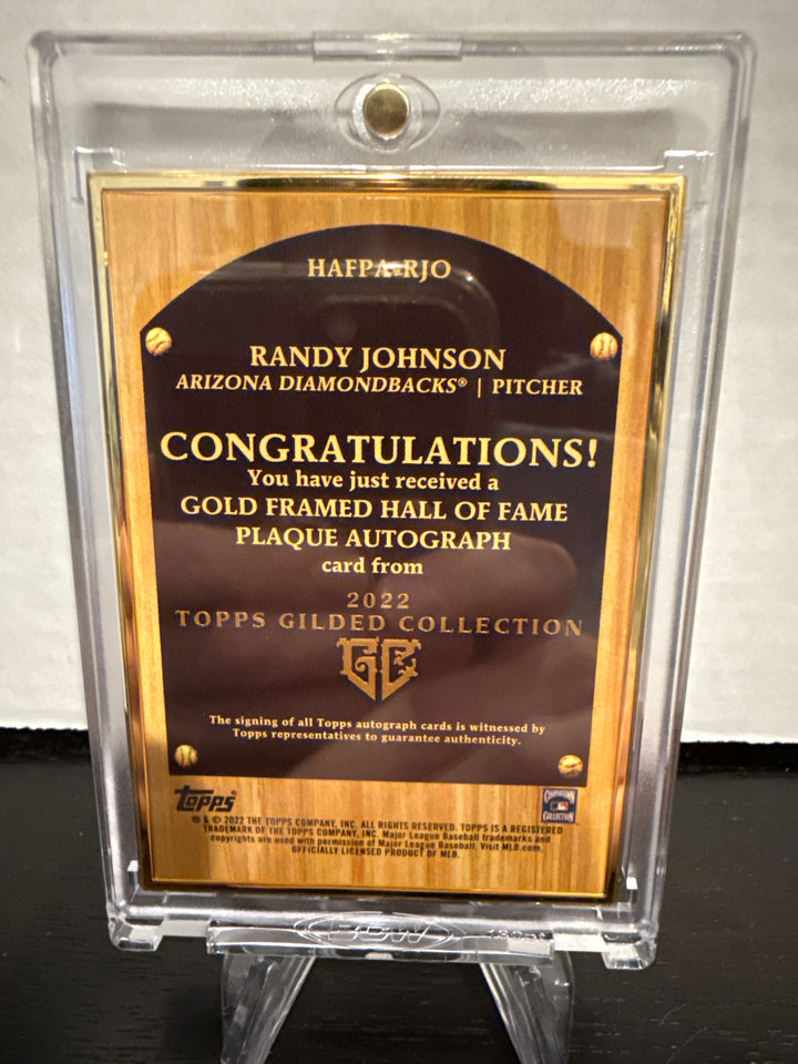 Randy Johnson 2022 Topps Gilded Collection Gold Frame Hall of Fame Plaque Auto, 3/5