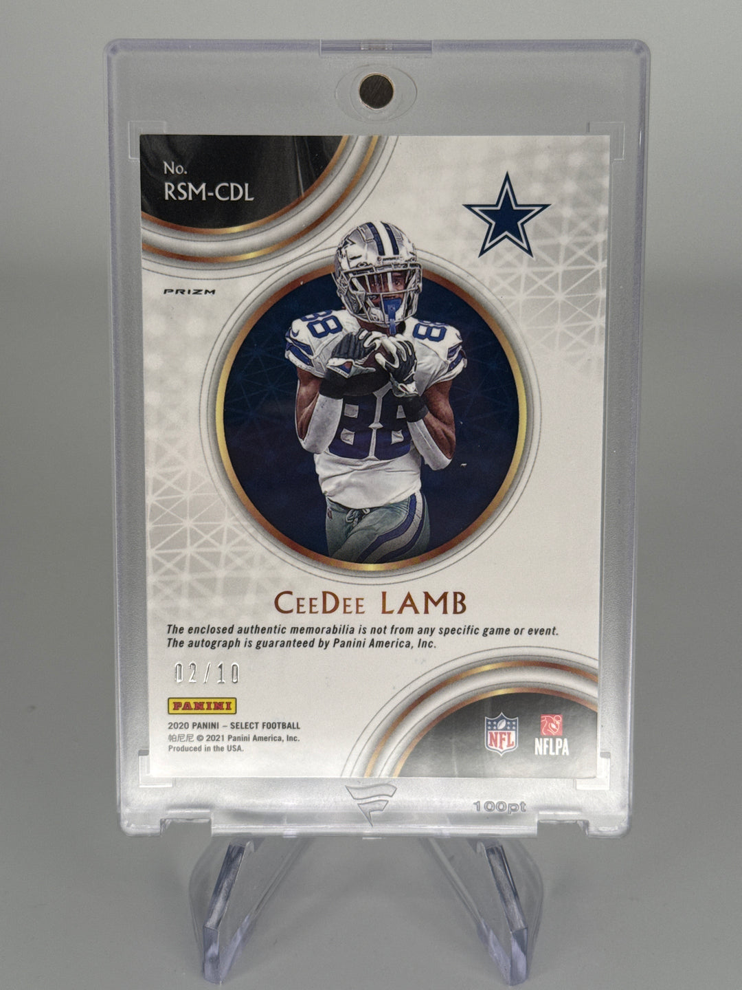 Ceedee Lamb 2020 Panini Select Gold Disco Prizm Rookie Patch Auto, 02/10