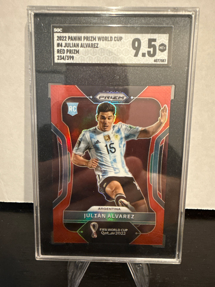 Julian Alvarez 2022 Panini Prizm World Cup Red Rookie, 234/399, SGC 9.5 Gem Mint