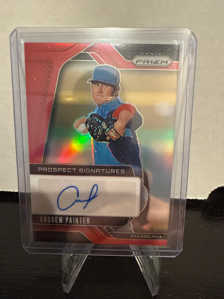Andrew Painter 2025 Panini Prizm Prospect Signature Red, 08/99