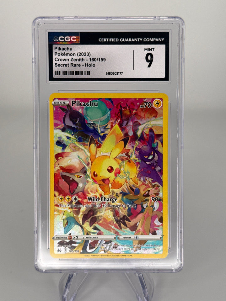 Pokemon TCG 2023 Pikachu Crown Zenith Secret Rare Full Art, 160/159, CGC 9 Mint