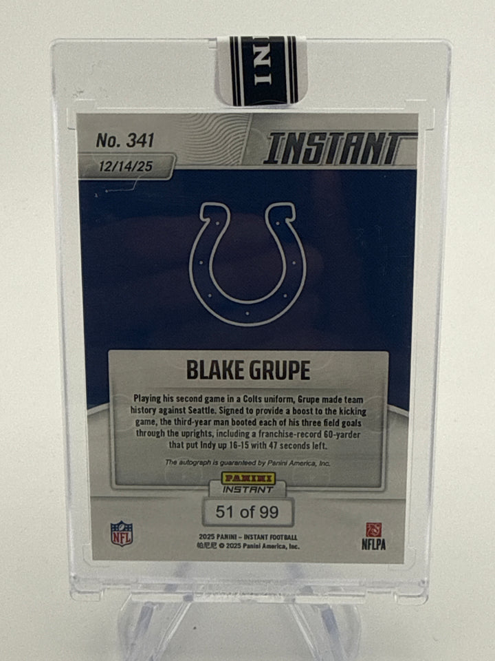 Blake Grupe 2025 Panini Instant Auto, 51/99