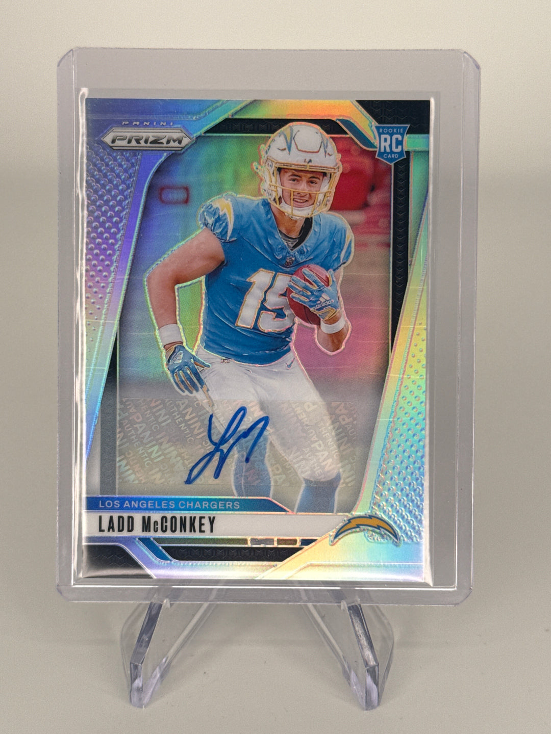 Ladd McConkey 2024 Panini Prizm Silver Rookie Auto