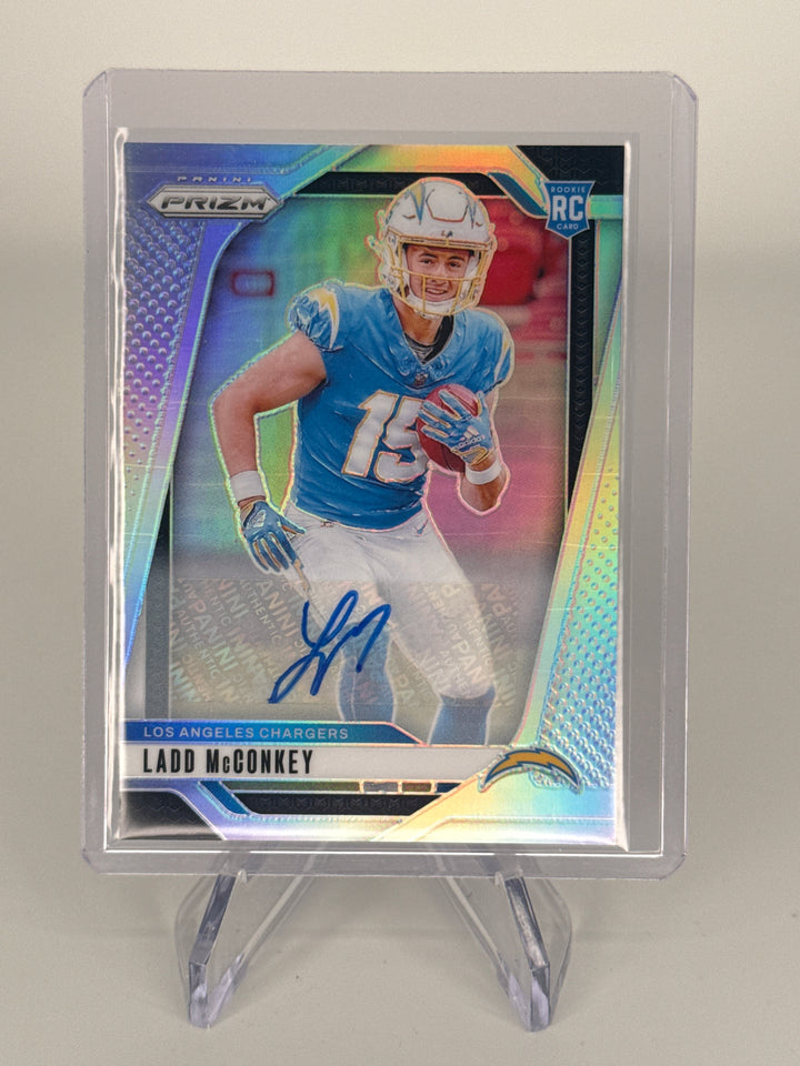 Ladd McConkey 2024 Panini Prizm Silver Rookie Auto