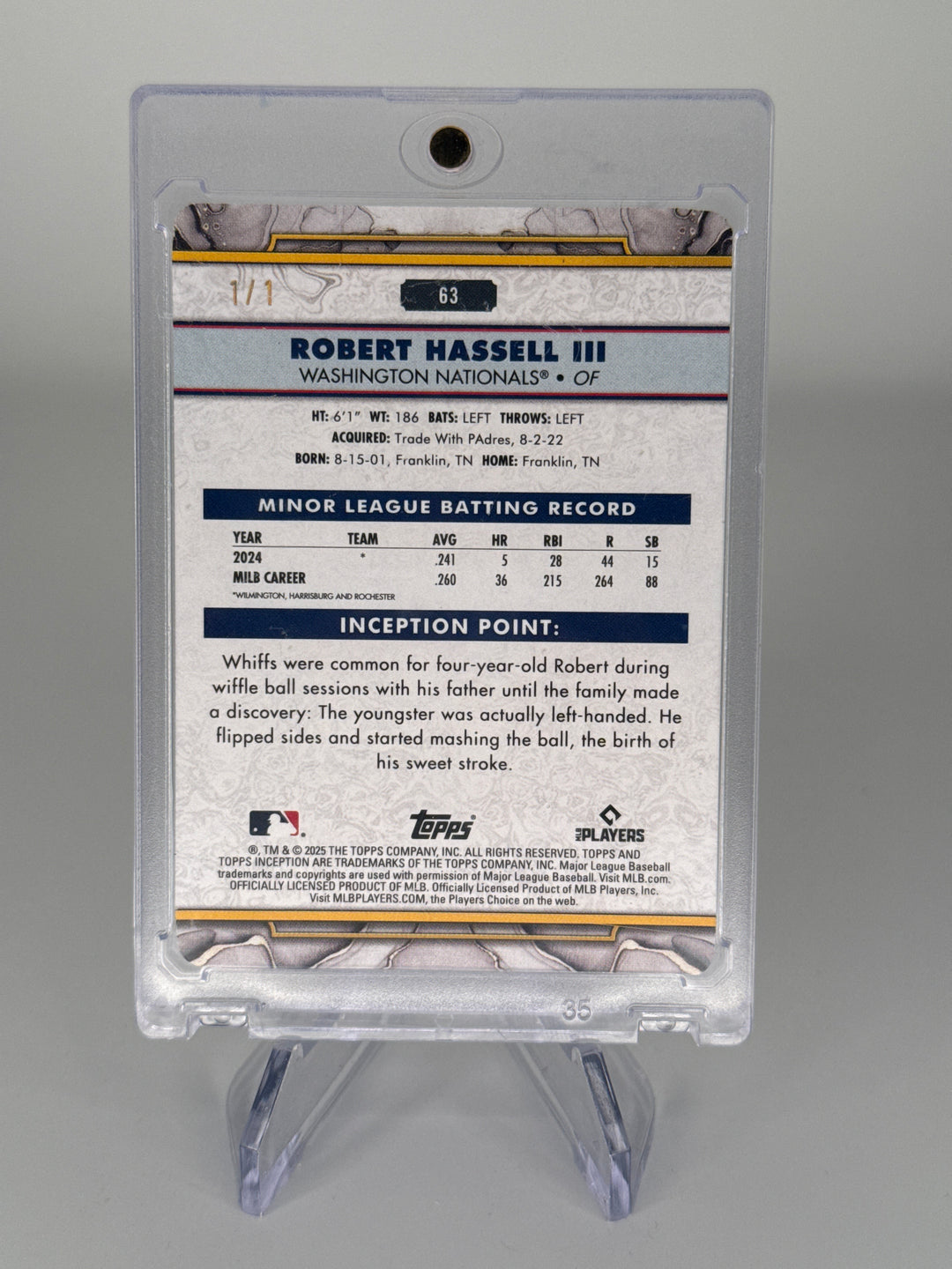 Robert Hassell 2025 Topps Tier One 1/1 Printing Plate