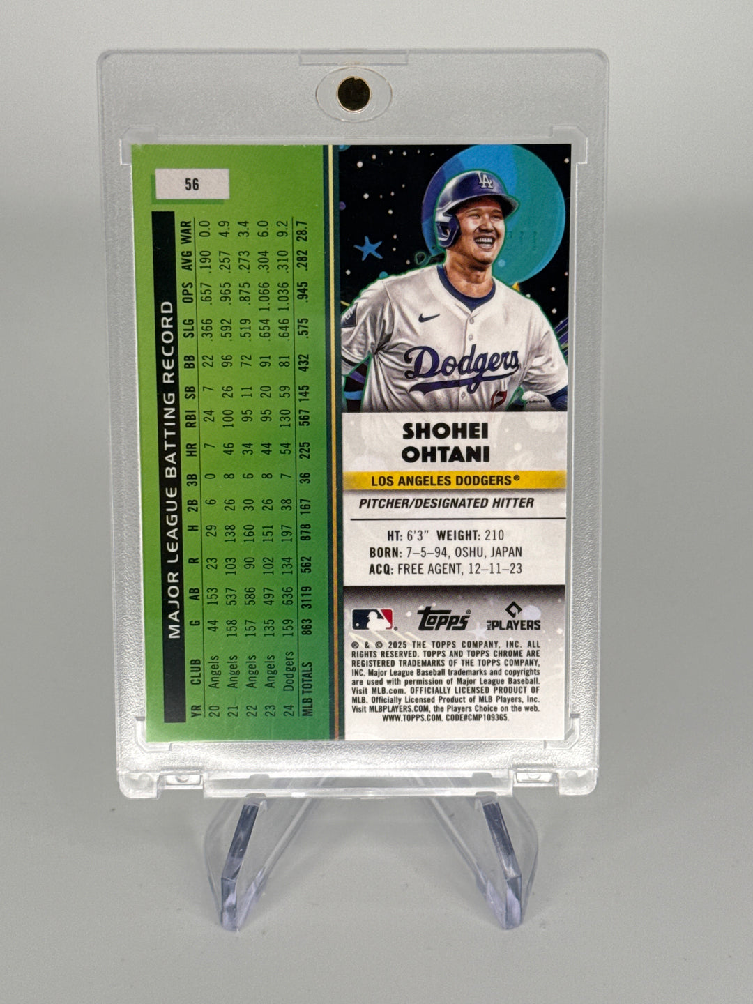 Shohei Ohtani 2025 Topps Cosmic Chrome Aqua Equinox, 120/199