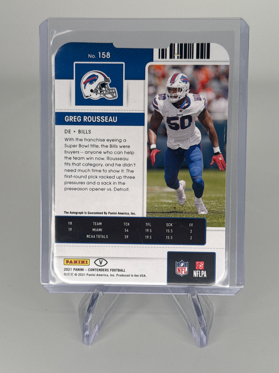 Greg Rousseau 2021 Panini Contenders Variation Rookie Ticket Auto, 20/50
