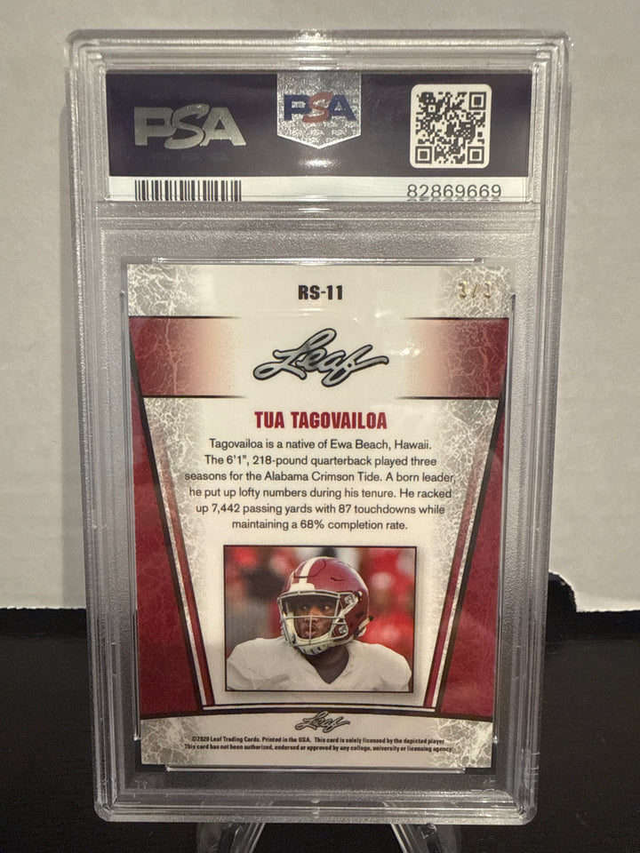 Tua Tagovailoa 2020 Leaf Metal Rookie Silver Orange, 3/3, PSA 10 Gem Mint