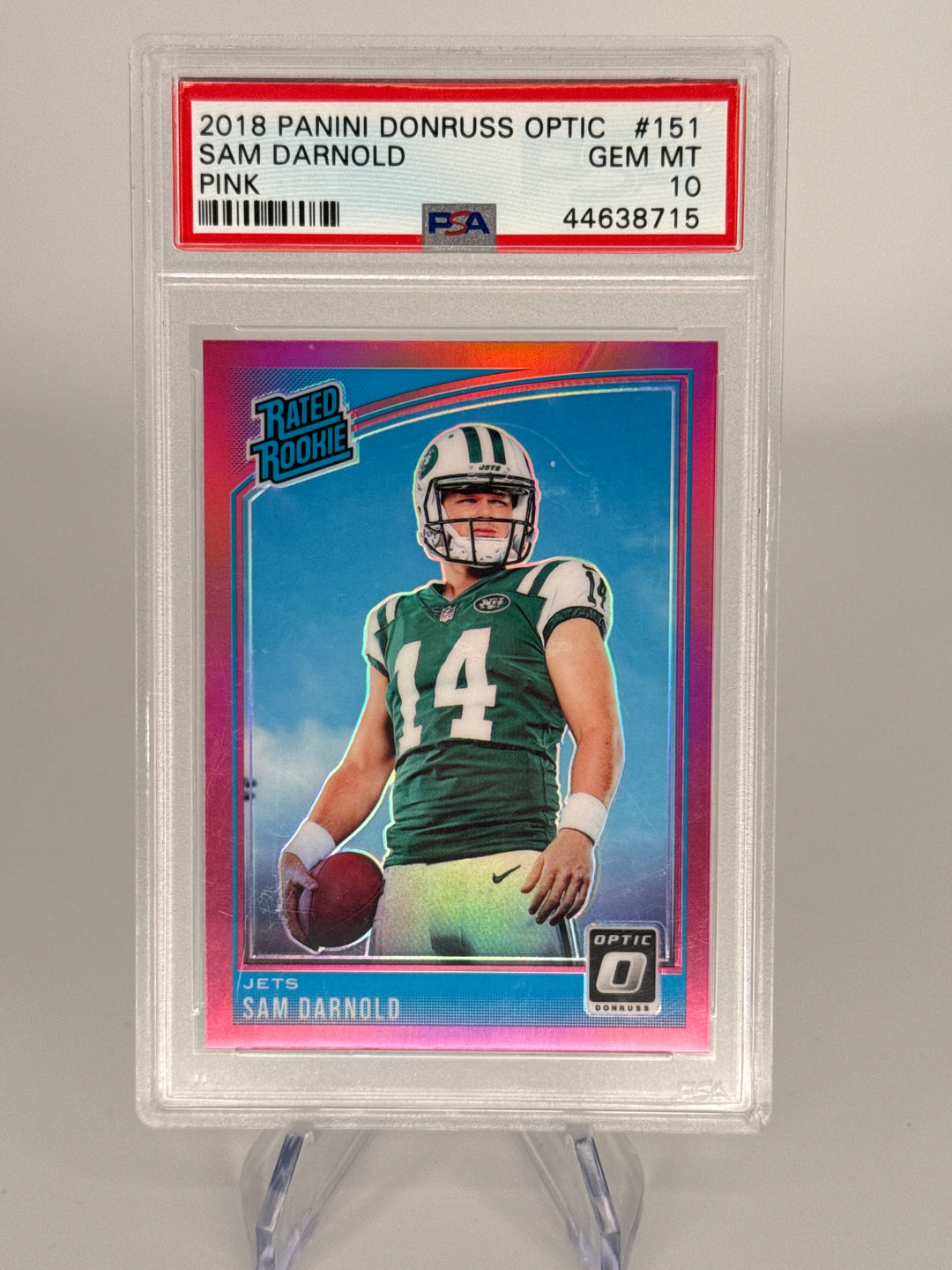 Sam Darnold 2018 Panini Donruss Optic Pink Rated Rookie, PSA 10 Gem Mint