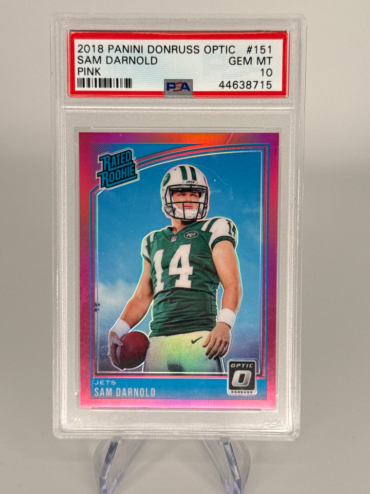 Sam Darnold 2018 Panini Donruss Optic Pink Rated Rookie, PSA 10 Gem Mint