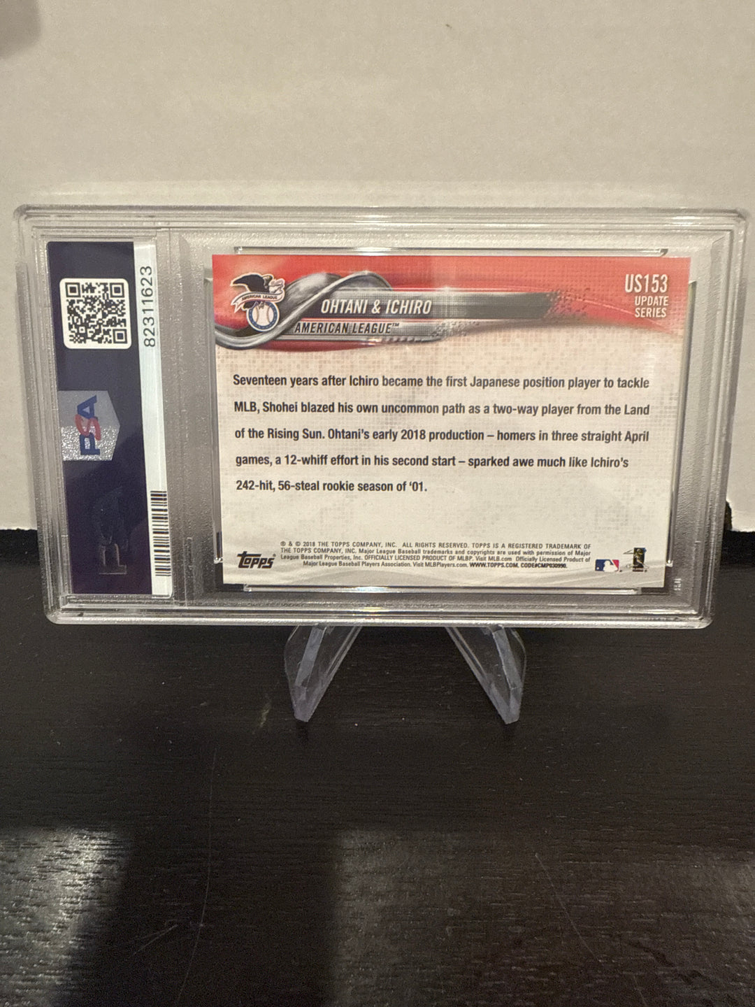 Shohei Ohtani/Ichiro 2018 Topps Update Japan's Finest, PSA 10 Gem Mint