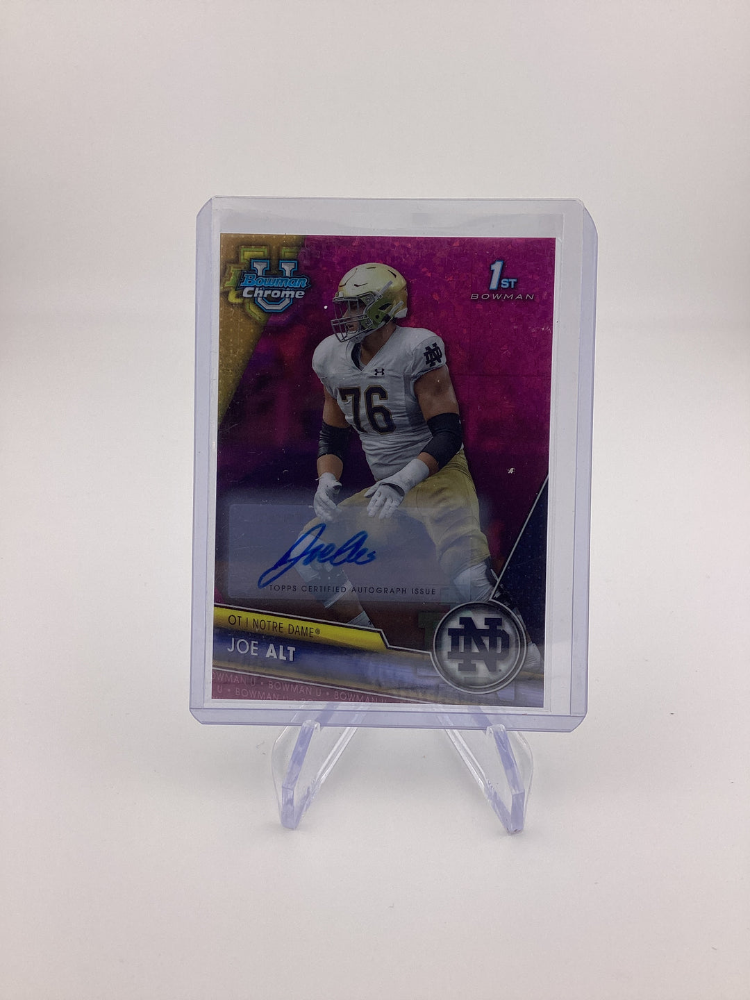 Joe Alt 2023 Topps Bowman University Chrome Purple Mini Diamond 1st Auto, 031/150