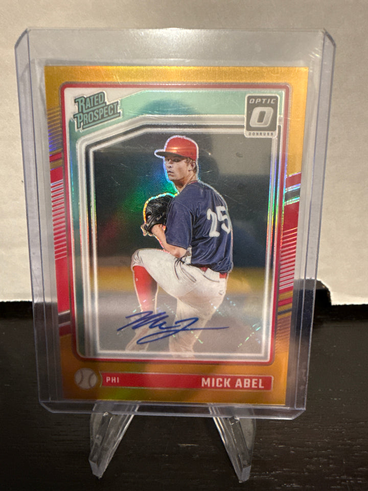 Mick Abel 2024 Panini Donruss Optic Rated Prospect Gold Auto, 07/10