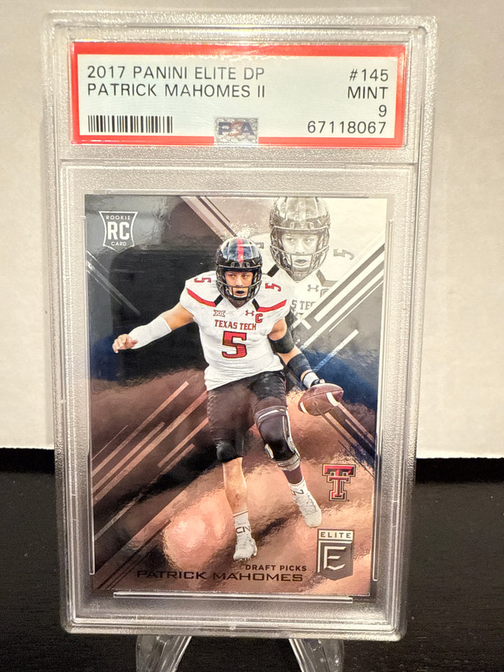 Patrick Mahomes 2017 Panini Elite Draft Picks Rookie, PSA 9 Mint