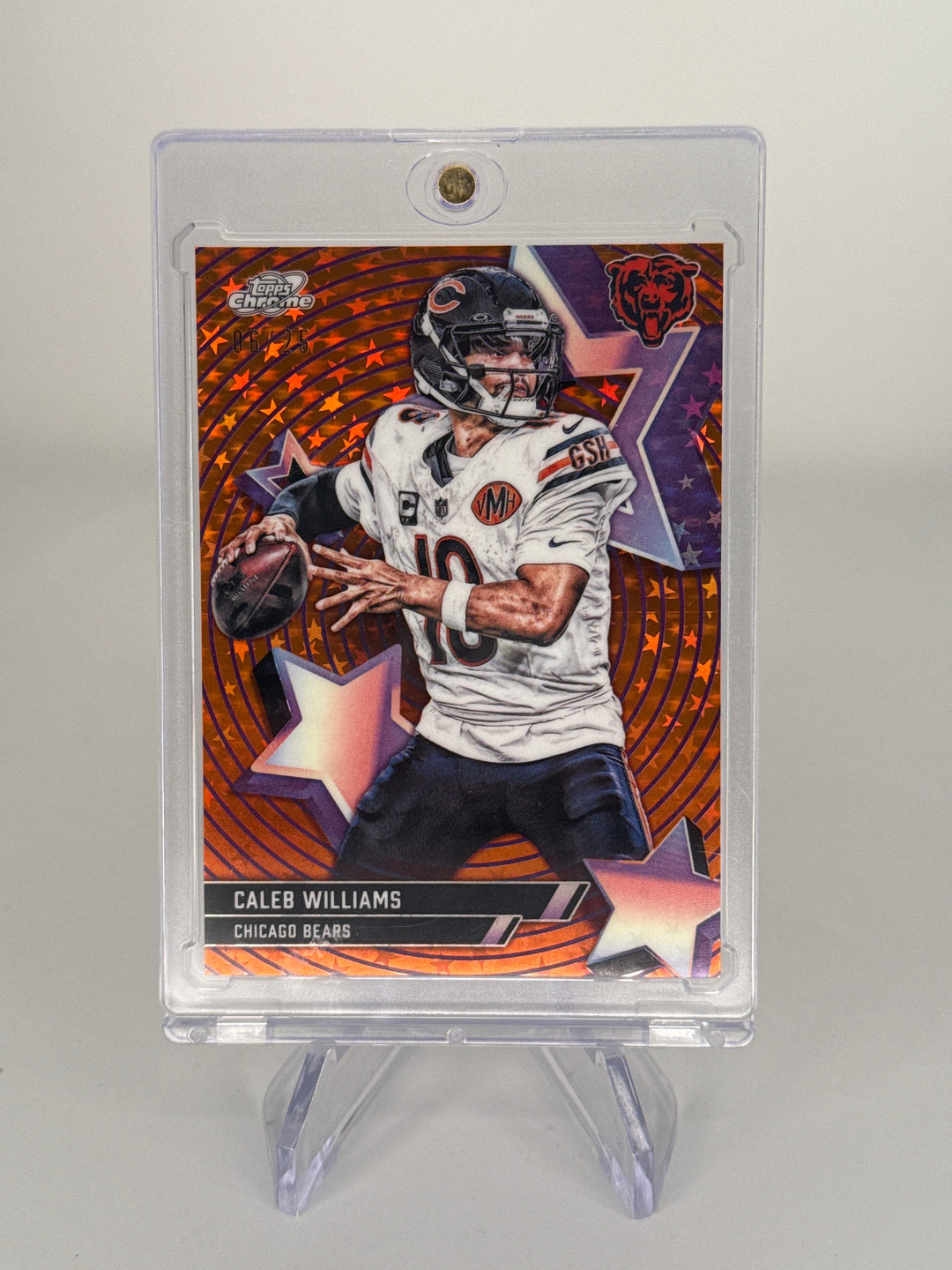 Caleb Williams 2025 Topps Chrome Cosmic Starfractor Orange, 06/25