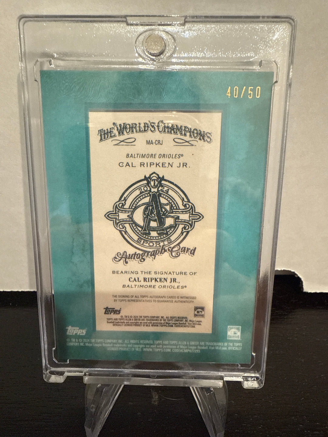 Cal Ripken Jr 2024 Allen & Ginter Blue Frame Auto, 40/50