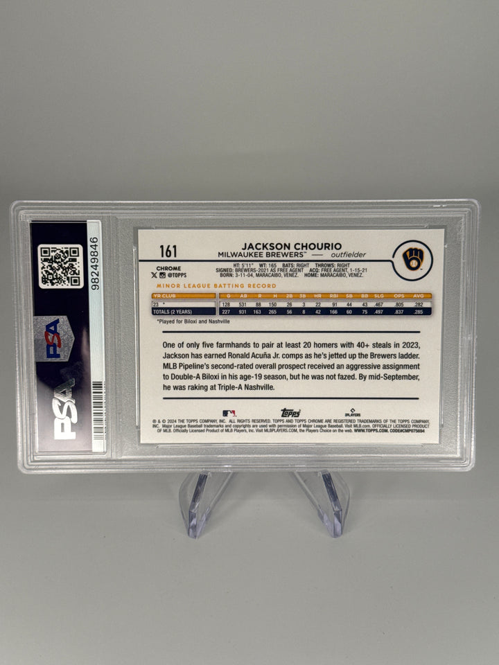 Jackson Chourio 2024 Topps Chrome Rookie, PSA 10 Gem Mint