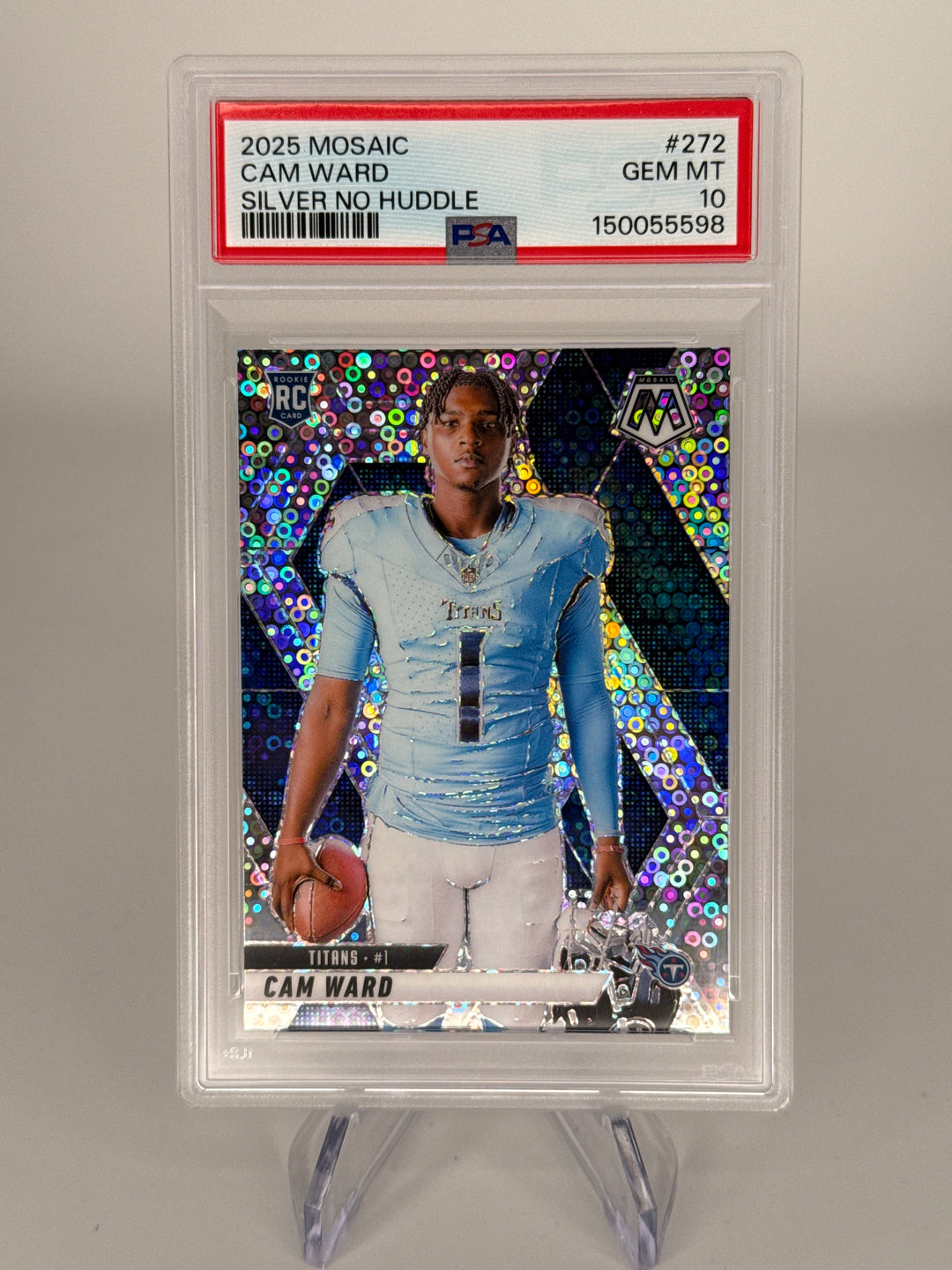 Cam Ward 2025 Panini Mosaic Silver No Huddle Rookie, PSA 10 Gem Mint