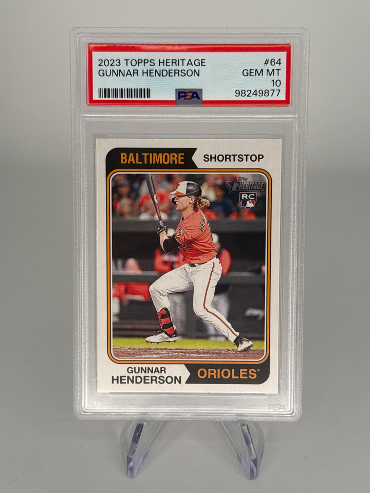 Gunnar Henderson 2023 Topps Heritage Rookie, PSA 10 Gem Mint