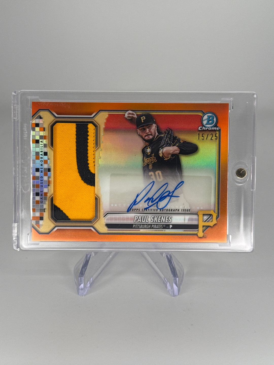 Paul Skenes 2026 Bowman Chrome Jumbo Relic Auto Orange, 15/25