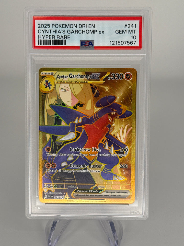 Pokemon TCG 2025 Cynthia's Garchomp EX Destined Rivals Full Art Hyper Rare, 241/182, PSA 10 Gem Mint