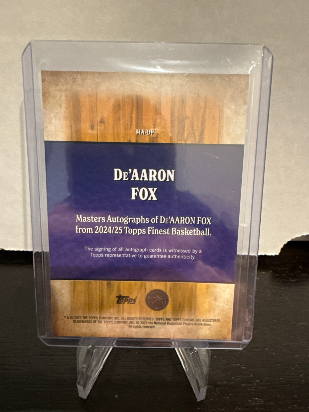 De'Aaron Fox 2025 Topps Finest Masters Auto Gold, 14/50