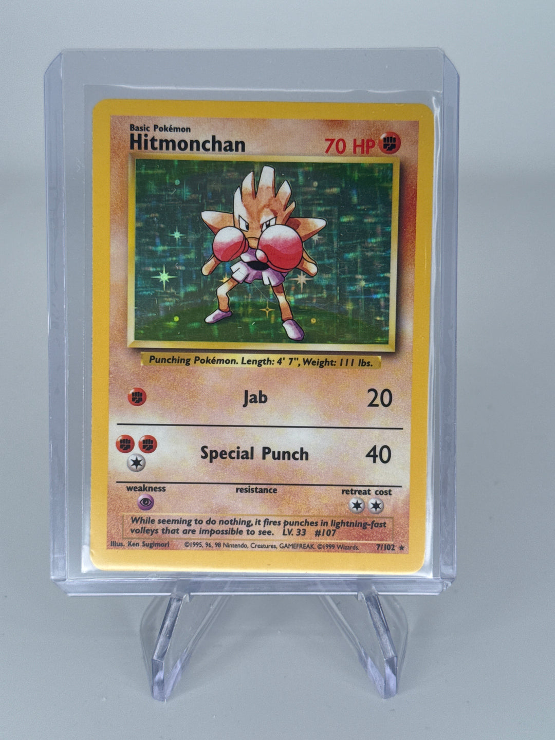 Pokemon TCG 1999 Hitmonchan Base Set Holo, 7/102