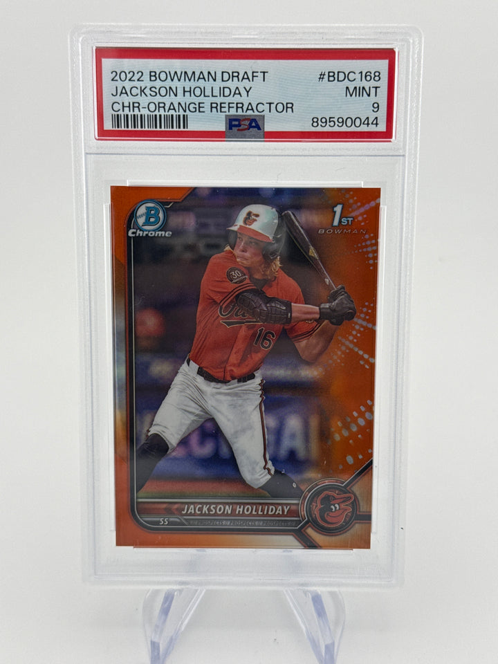 Jackson Holliday 2022 Bowman Chrome Draft Orange Refractor 1st, 17/25, PSA 9 Mint