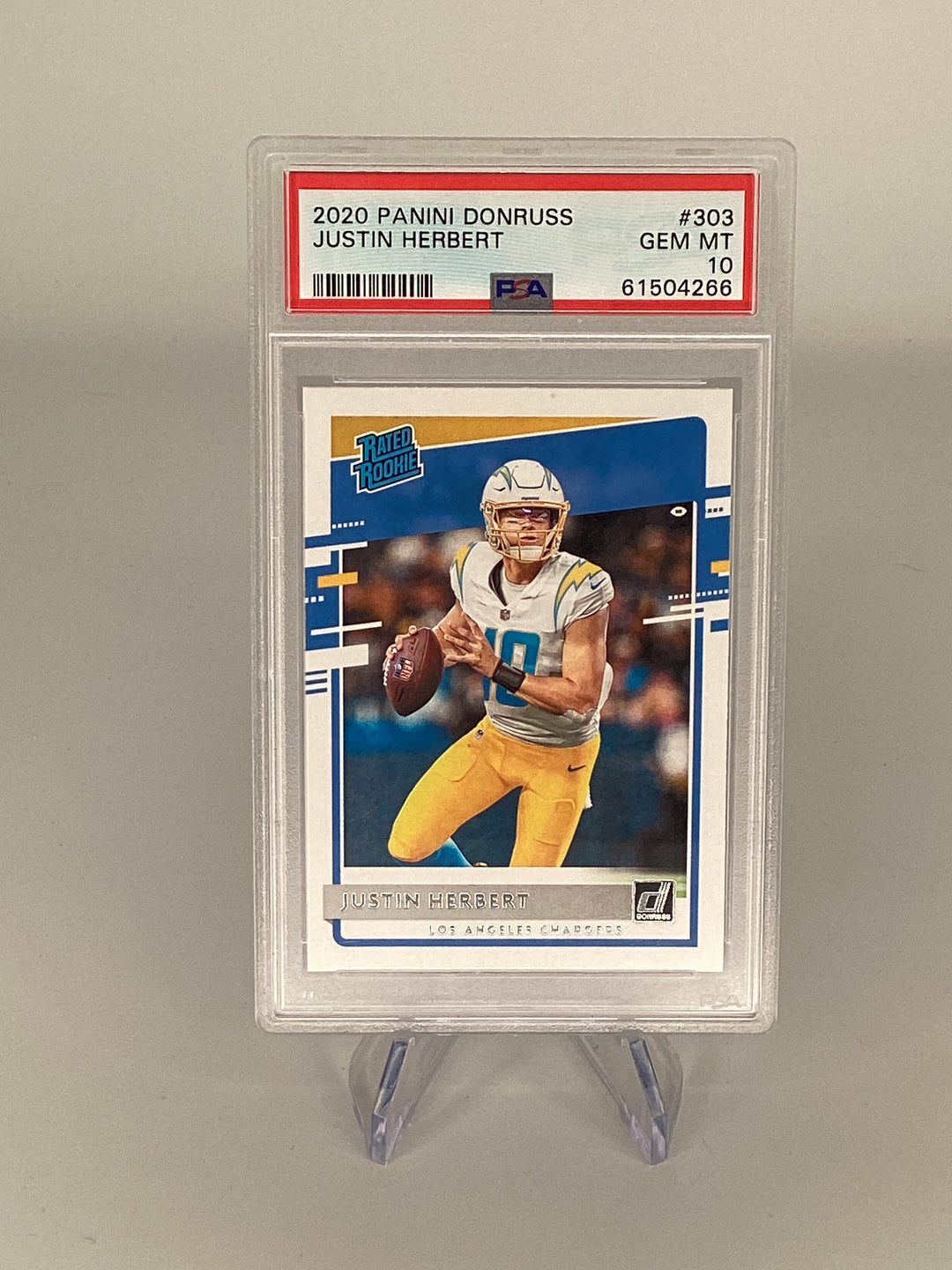 Justin Herbert 2020 Panini Donruss Rated Rookie, PSA 10 Gem Mint