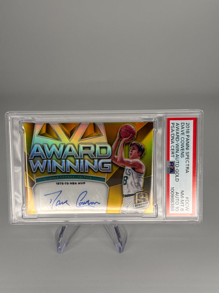 Dave Cowens 2018 Panini Spectra Award Winning Auto Gold, 05/10, PSA 8, PSA 10 Auto