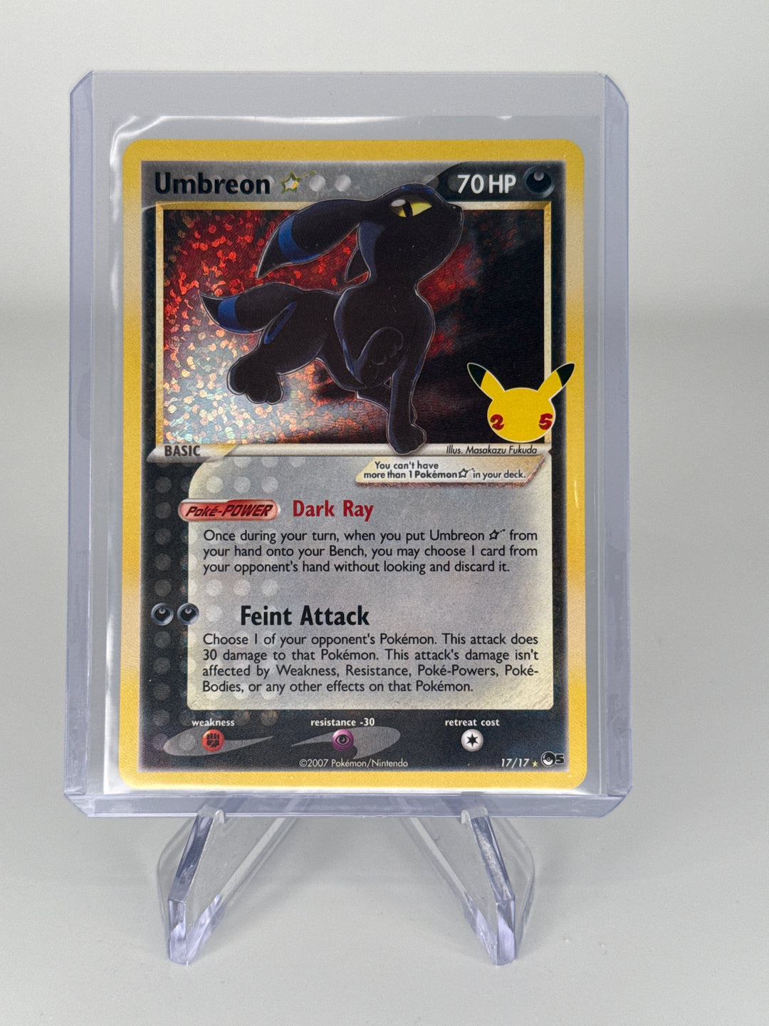 Pokemon TCG 2007 Umbreon Gold Star Celebrations Ultra Rare Holo, 17/17