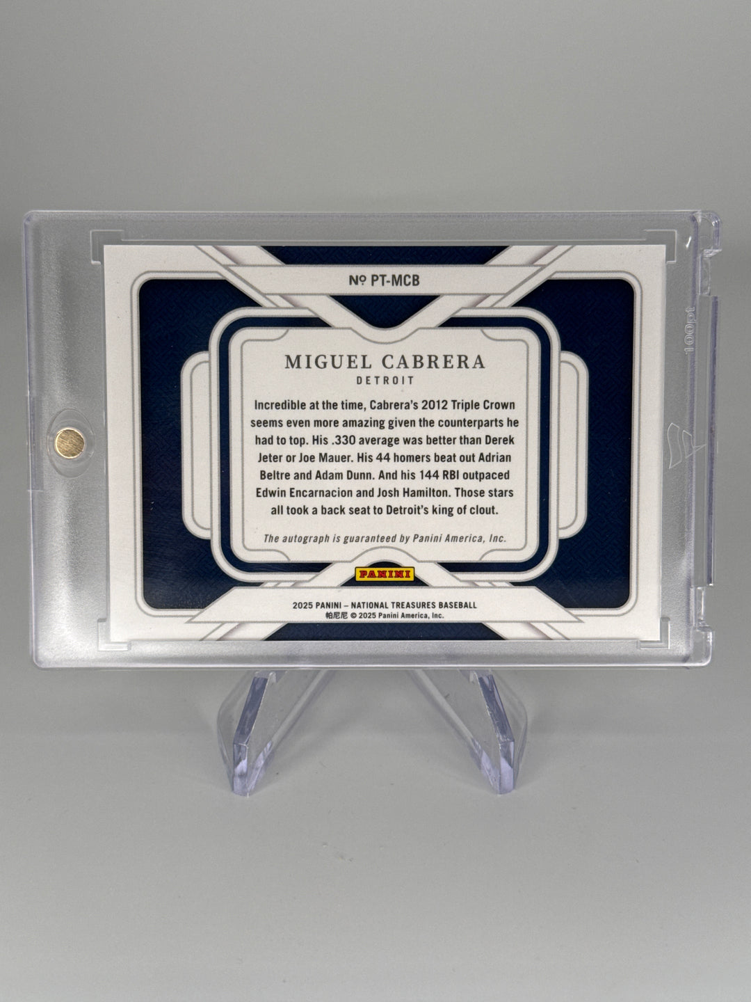 Miguel Cabrera 2025 Panini National Treasures Personalized Treasure Auto, 32/49